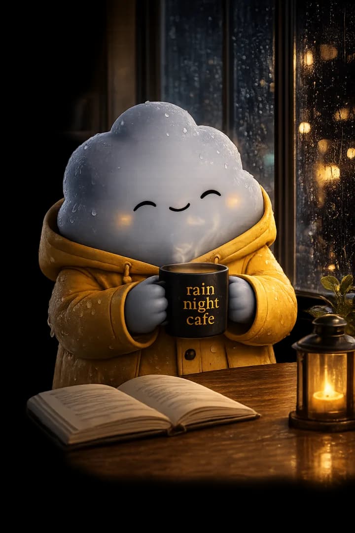 Drizzle enjoying a quiet moment with a warm drink